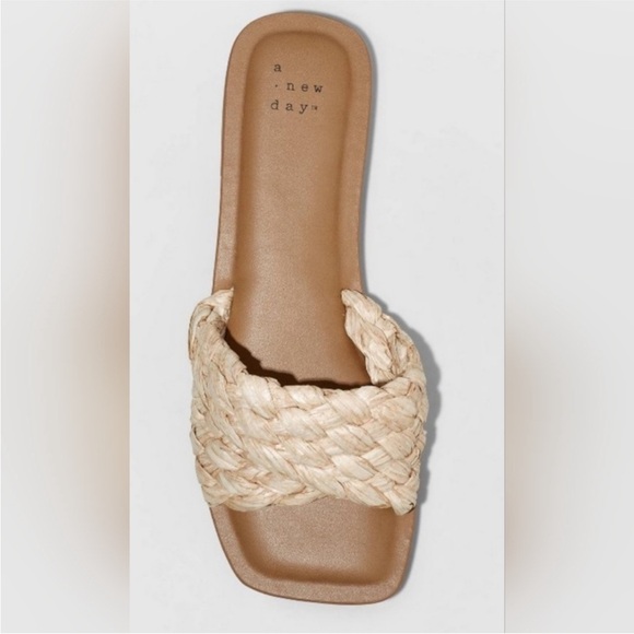 NWT A New Day Nicolette Raffia Slide Sandals - Picture 2 of 7